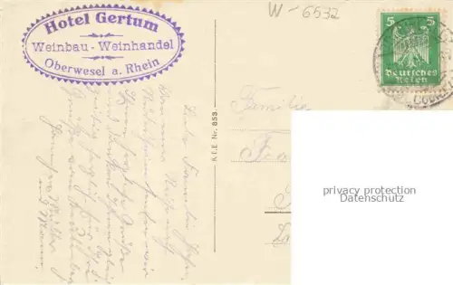 AK / Ansichtskarte Oberwesel Rhein Rheinpartie Panorama