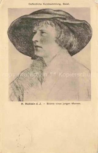 AK / Ansichtskarte Holbein Hans D. J. Kuenstlerkarte Junge Mann Hut Basel Museum 