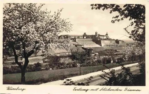 AK / Ansichtskarte WueRZBURG Bayern Festung Marienberg mit bluehenden Baeumen