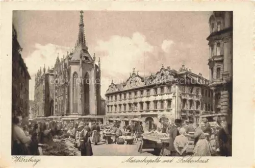 AK / Ansichtskarte WueRZBURG Bayern Marienkapelle mit Falkenhaus Markt Kupfertiefdruck