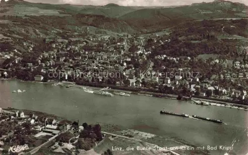 AK / Ansichtskarte Linz Rhein Rheinland-Pfalz Fliegeraufnahme mit Bad Kripp