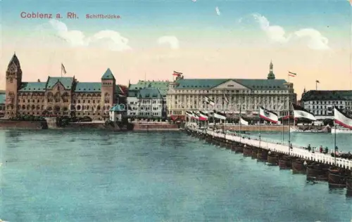AK / Ansichtskarte Coblenz KOBLENZ Schiffbruecke Rheinpartie