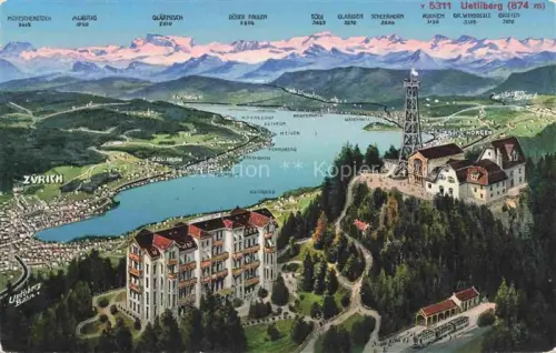 AK / Ansichtskarte Uetliberg uetliberg ZH Panorama mit Zuerichsee und Schweizer Alpen