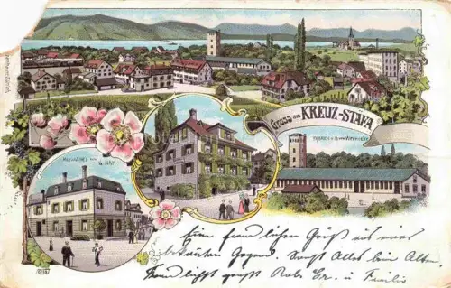 AK / Ansichtskarte Kreuz STaeFA Zuerichsee ZH Panorama Metzgerei Naef Fabrik Wernecke