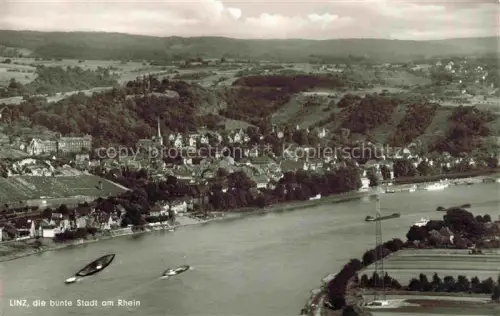 AK / Ansichtskarte Linz Rhein Rheinland-Pfalz Fliegeraufnahme Rheinpartie