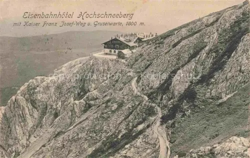AK / Ansichtskarte Hochschneeberg 2061m Niederoesterreich AT Eisenbahnhotel Hochschneeberg Fliegeraufnahme