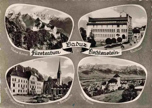 AK / Ansichtskarte Vaduz Liechtenstein FL Schloss Rathaus Regierungsgebaeude Pfarrkirche Panorama