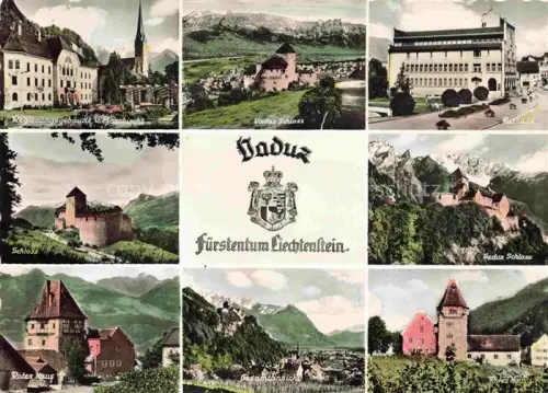 AK / Ansichtskarte Vaduz Liechtenstein FL Regierungsgebaeude Schloss Rathaus Rotes Haus Panorama