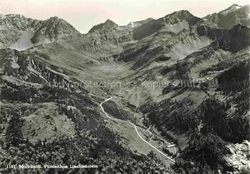 AK / Ansichtskarte Malbuntal Triesenberg Liechtenstein Fliegeraufnahme mit Sareiserjoch Augstenberg und Nospitz