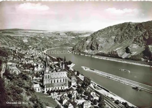 AK / Ansichtskarte Oberwesel Rhein Panorama Blick ueber den Rhein