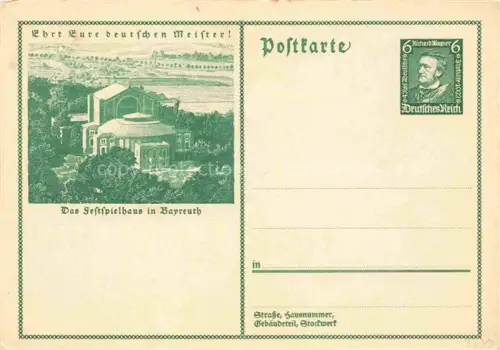 AK / Ansichtskarte BAYREUTH Bayern Festspielhaus Serie Ehrt Eure deutschen Meister