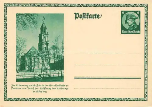 AK / Ansichtskarte POTSDAM Garnisonkirche Erinnerungskarte aus Anlass der Eroeffnung des Reichstages 21. Maerz 1933