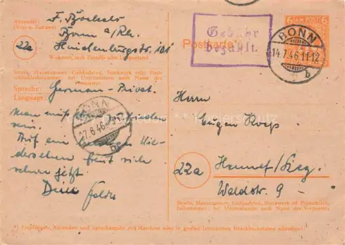 AK / Ansichtskarte BONN Rhein Korrespondenzkarte