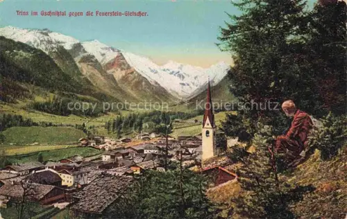 AK / Ansichtskarte Trins Gschnitztal Innsbruck Tirol AT Panorama mit Feuerstein Gletscher