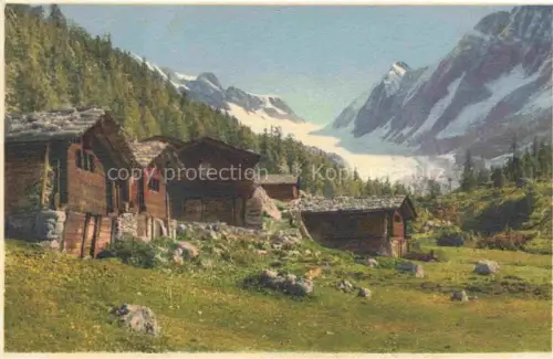 AK / Ansichtskarte Loetschen Kippel Raron VS Gletscherstafel Langgletscher Sattelhorn