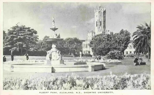 AK / Ansichtskarte Auckland New Zealand Albert Park Fountain University