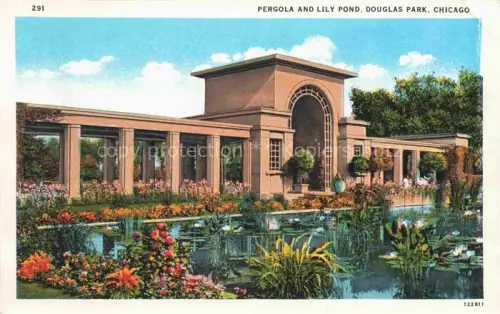 AK / Ansichtskarte CHICAGO  Illinois USA Pergola and Lily Pond Douglas Park Illustration