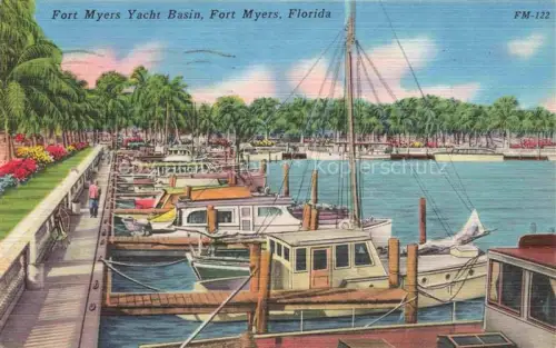 AK / Ansichtskarte Fort Myers Florida USA Yacht Basin Illustration