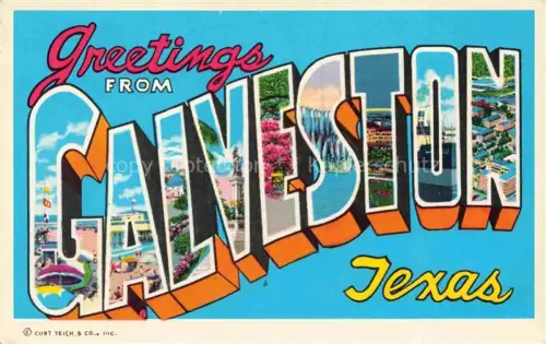AK / Ansichtskarte Galveston Texas USA Teilansichten Schriftzug