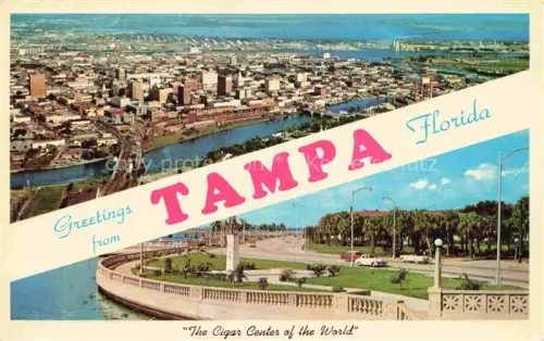 AK / Ansichtskarte Tampa Florida USA Panorama aerial view The Cigar Center of the World Bayshore Boulevard