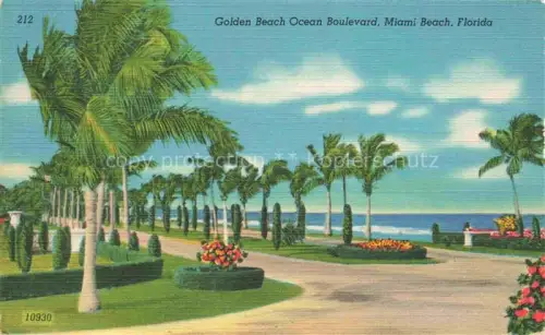 AK / Ansichtskarte Miami Beach Florida USA Golden Beach Ocean Boulevard Illustration