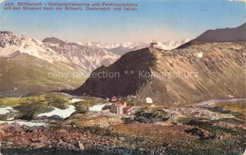 AK / Ansichtskarte Stilfserjoch 2750m Passo dello Stelvio IT mit Dreisprachenspitze und Ferdinandshoehe