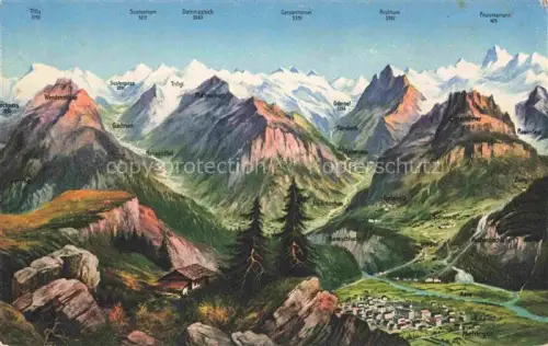 AK / Ansichtskarte Meiringen BE Panoramakarte mit Grimsel und Sustenpss