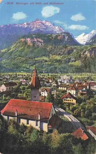 AK / Ansichtskarte Meiringen BE mit Kirche Well und Wetterhorn