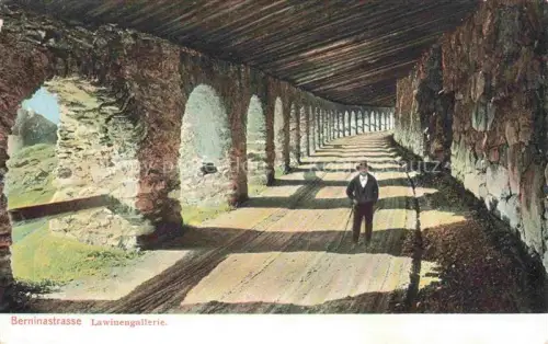 AK / Ansichtskarte Berninastrasse Berninabahn Pontresina Eisenbahn GR Lawinengallerie