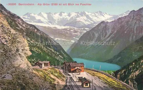 AK / Ansichtskarte Alp Gruem Bernina GR Berninabahn mit Blick ins Puschlav