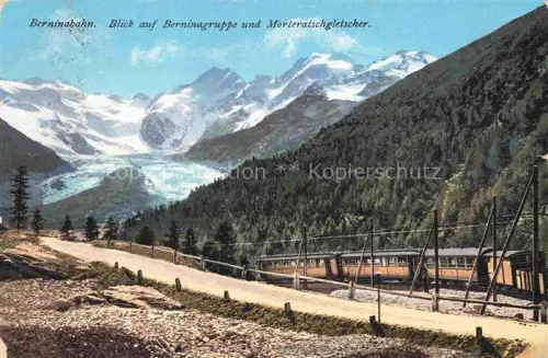 AK / Ansichtskarte Berninabahn Pontresina Eisenbahn GR mit Berninagruppe und Morteratschgletscher