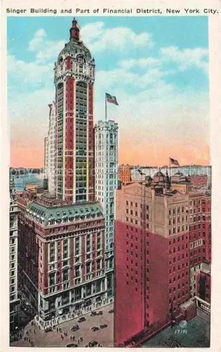 AK / Ansichtskarte NEW YORK City USA Singer Building and Part of Financial District