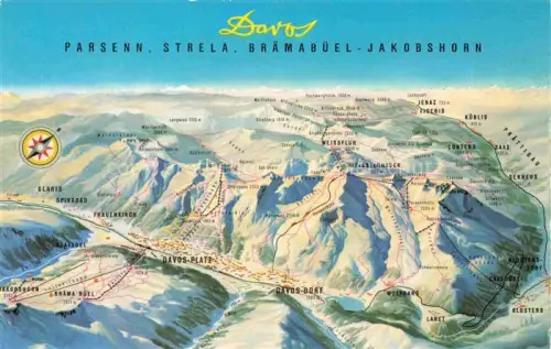 AK / Ansichtskarte DAVOS GR Parsenn Strela Braemabueel Jakobshorn Panoramakarte