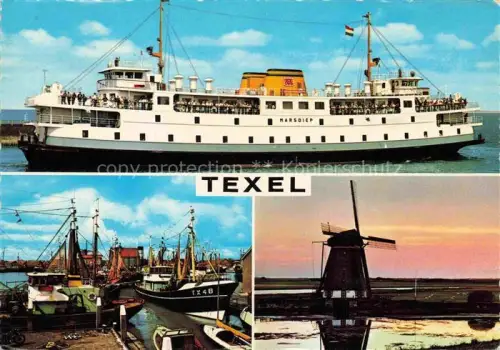 AK / Ansichtskarte TEXEL Nordholland NL MS Marsdiep Bootshafen Windmuehle