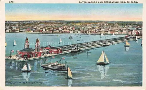 AK / Ansichtskarte CHICAGO  Illinois USA Outer Harbor and Recreation Pier Illustration