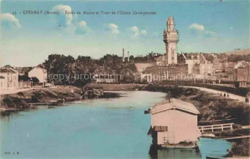 AK / Ansichtskarte EPERNAY 51 Marne Bords de Marne et Tour de l'Union Champenoise