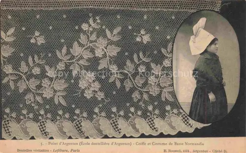 AK / Ansichtskarte ARGENTAN 61 Orne Coiffe et Costume de Basse Normandie Point d'Argentan Ecole dentellière