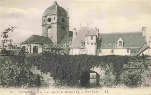 AK / Ansichtskarte ALENCON 61 Orne Les vieux murs de la Maison d'Ozé et Eglise Notre-Dame Correspondance Militaire