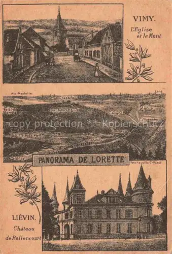 AK / Ansichtskarte Vimy Wimmi ARRAS 62 Pas-de-Calais L'église et le mont Panorama de Lorette Kuenstlerkarte