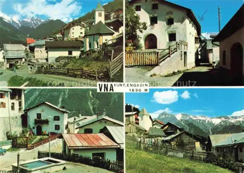 AK / Ansichtskarte Vna Graubuenden Panorama Dorfgasse Dorfplatz Brunnen