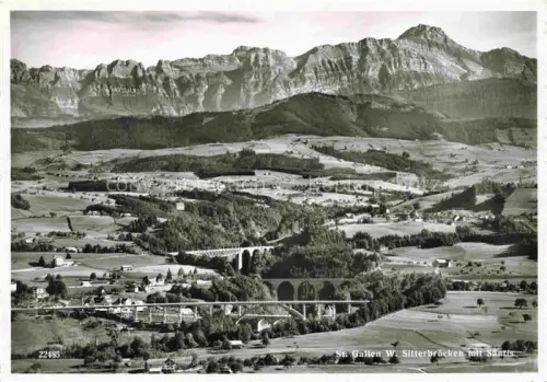 AK / Ansichtskarte Sitterbruecken St Gallen SG Fliegeraufnahme mit Saentis