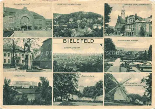 AK / Ansichtskarte BIELEFELD  CITY Hauptbahnhof Johannisberg Rathaus Leineweber Brunnen Panorama Botanischer Garten Oetkerhalle Sparrenburg Windmuehle Feldpost