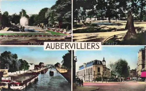 AK / Ansichtskarte AUBERVILLIERS 93 Seine-Saint-Denis Parc Stalingrad Canal Hôtel de Ville Eglise