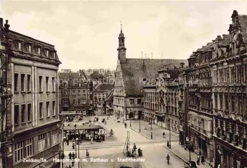 AK / Ansichtskarte ZWICKAU  Sachsen Hauptmarkt Rathaus Stadttheater Altstadt