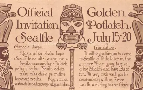AK / Ansichtskarte Seattle Washington USA Official Golden Invitation Potlatch