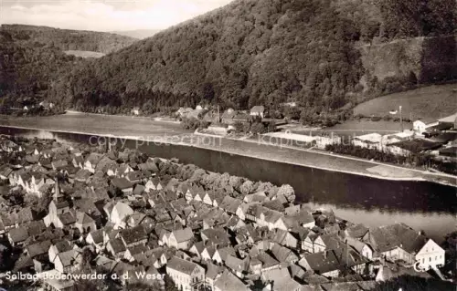 AK / Ansichtskarte Bodenwerder Panorama Solbad Blick ueber die Weser