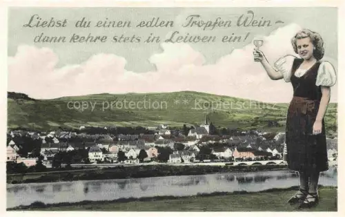 AK / Ansichtskarte Leiwen Mosel Rheinland-Pfalz Panorama Blick ueber die Mosel Weinprinzessin