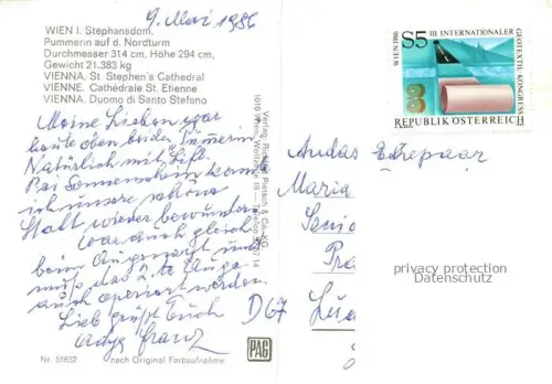 AK / Ansichtskarte Kirchenglocken Churchbell Cloche Eglise Wien Vienna Stephansdom Pummerin Nordturm 