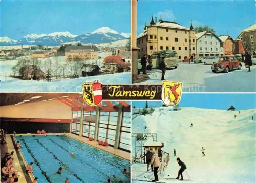 AK / Ansichtskarte Tamsweg Lungau AT Panorama Ortspartie Hallenbad Skilift