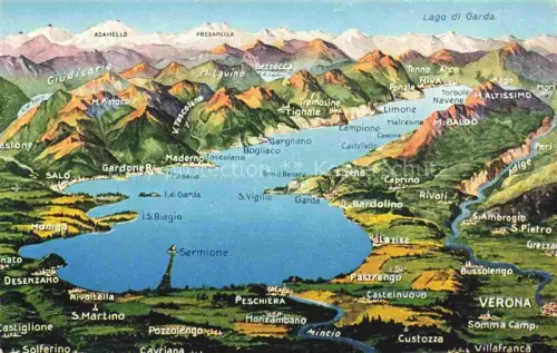 AK / Ansichtskarte Lago di Garda IT Panoramakarte